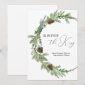 Christelijke Evergreen-Waterverf voor Kerstmis Feestdagenkaart (Voorkant / Achterkant)