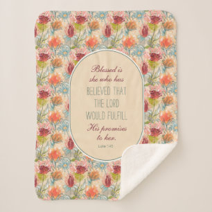 Christelijke Exotische Bloem Luke 1:45 Sherpa Deken