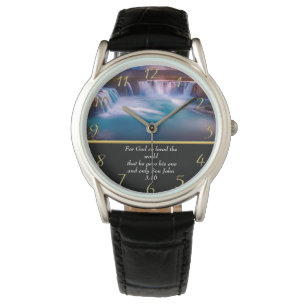 Christelijke Faith a waterfall John 3:16 Horloge