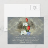 Christelijke Faith Art ~ Matthew 19:26 Briefkaart (Voorkant / Achterkant)