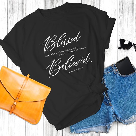Christelijke Faith-based John 20:29 Bijbelverse Bl T-shirt