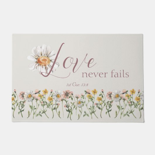 Christelijke Faith Bijbel Verse Wildflower Deurmat (Voorkant)
