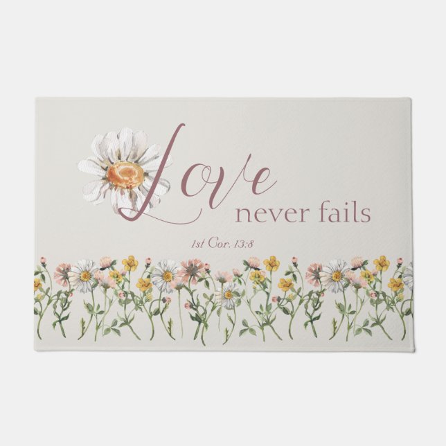 Christelijke Faith Bijbel Verse Wildflower Deurmat (Voorkant)