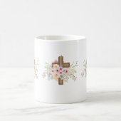 Christelijke Faith Floral Cross Mok ADD TEKST (Center)