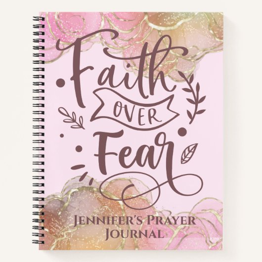 Christelijke Faith Quote Modern Ink Glitter Name R Notitieboek (Voorkant)