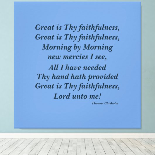 Christelijke Faith Wall Art geweldig is hun trouw Canvas Afdruk (Insitu (Houten vloer))