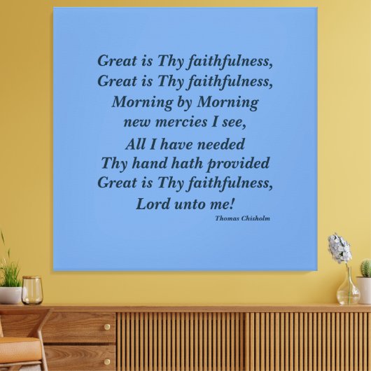 Christelijke Faith Wall Art geweldig is hun trouw Canvas Afdruk (Insitu (Woonkamer))