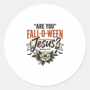 Christelijke Fall-O-Ween Jezus Vintage Gravure Shi Ronde Sticker