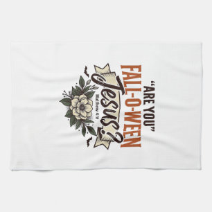 Christelijke Fall-O-Ween Jezus Vintage Gravure T-s Theedoek