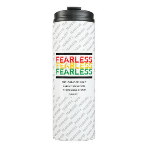 Christelijke FEARLESS Scripture Psalm 27 White Thermosbeker