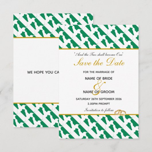 CHRISTELIJKE feestdag NIGERIA Save The Date (Voorkant / Achterkant)