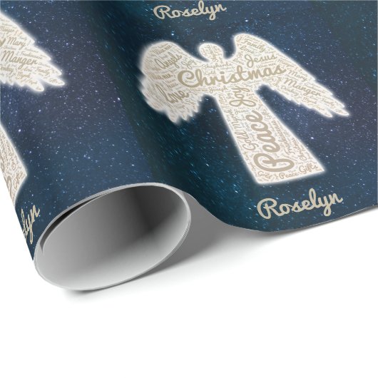Christelijke feestgoud-typografie-angel cadeaupapier (Rol Hoek)