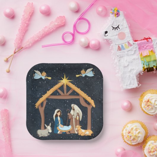 Christelijke feestkerst papieren bordje (Feest)