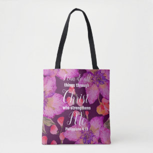 Christelijke Filippijnen, 4:13 Bijbelse Floral Tote Bag