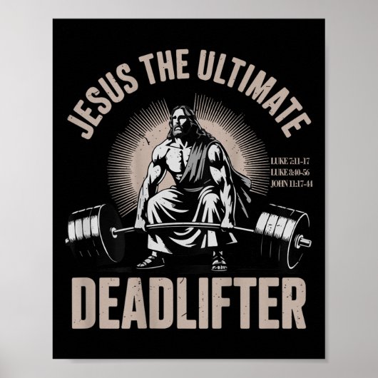 Christelijke Fitness Gym Jezus De Deadlifter Op Ru Poster (Voorkant)