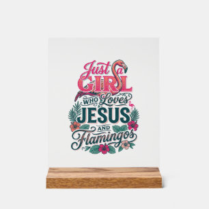 Christelijke Flamingo Meisje Vintage Acryl Bord