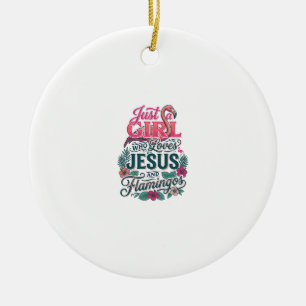 Christelijke Flamingo Meisje Vintage Keramisch Ornament