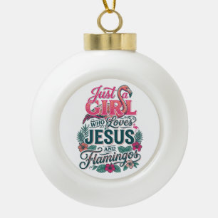 Christelijke Flamingo Meisje Vintage Keramische Bal Ornament
