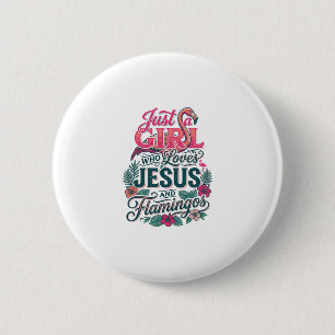 Christelijke Flamingo Meisje Vintage Ronde Button 5,7 Cm