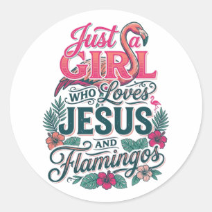 Christelijke Flamingo Meisje Vintage Ronde Sticker