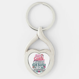 Christelijke Flamingo Meisje Vintage Sleutelhanger