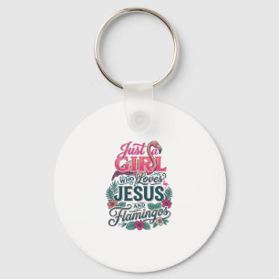 Christelijke Flamingo Meisje Vintage Sleutelhanger