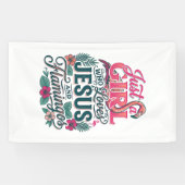 Christelijke Flamingo Meisje Vintage Spandoek (Horizontaal)