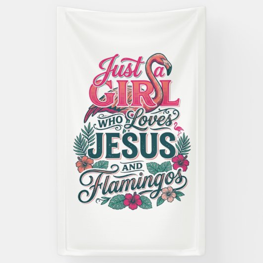 Christelijke Flamingo Meisje Vintage Spandoek (Verticaal)