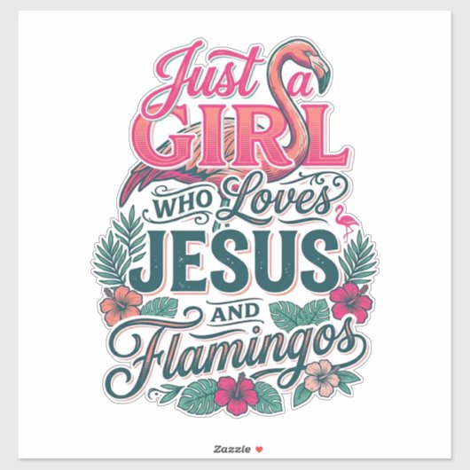 Christelijke Flamingo Meisje Vintage Sticker (Vel)