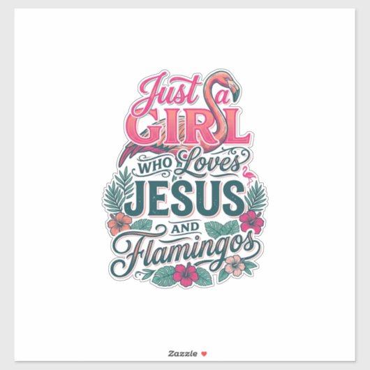 Christelijke Flamingo Meisje Vintage Sticker (Vel)