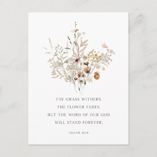 Christelijke Floral Art Isaiah 40:8 Briefkaart (Voorkant)
