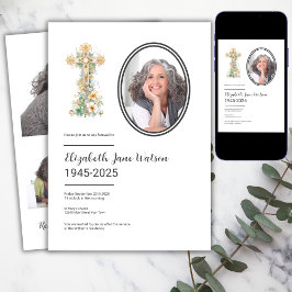 Christelijke Floral Cross begrafenisfoto Kaart