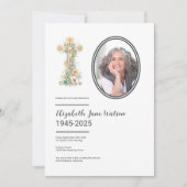 Christelijke Floral Cross begrafenisfoto Kaart (Voorkant)