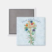 Christelijke Floral Cross Magneet (Voorkant / Achterkant)