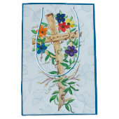 Christelijke Floral Cross Medium Cadeauzakje (Voorkant)