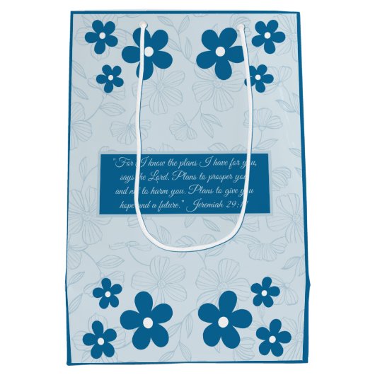 Christelijke Floral Cross Medium Cadeauzakje (Achterkant)