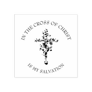 Christelijke Floral Cross Religieuze Vintage Rubberstempel