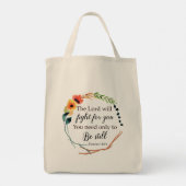 Christelijke Floral Exodus Bijbelverse 14:14 Tote Bag (Achterkant)