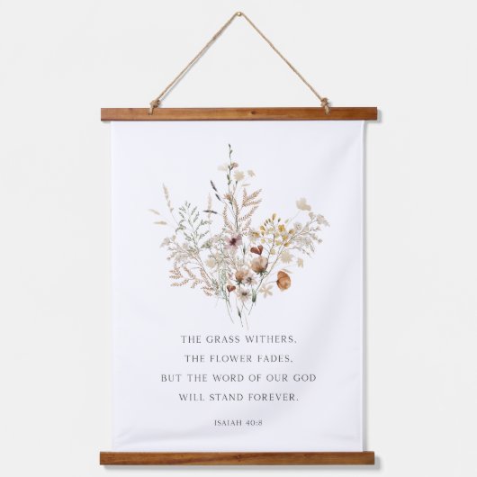 Christelijke Floral Wall Art Isaiah 40:8 Hangend Wandkleed (Voorkant)