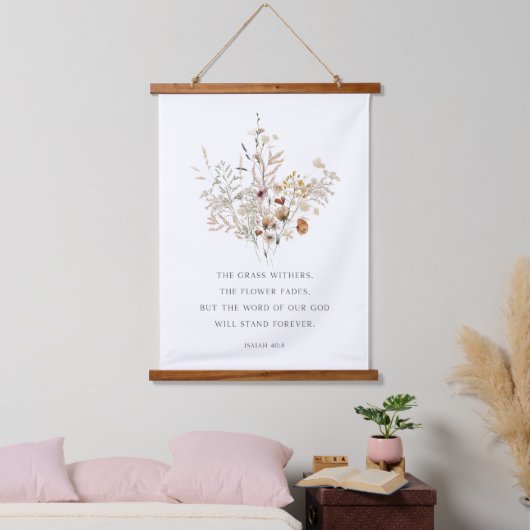 Christelijke Floral Wall Art Isaiah 40:8 Hangend Wandkleed (Slaapkamer)