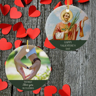 Christelijke foto Happy Valentine's Day Keramisch Ornament