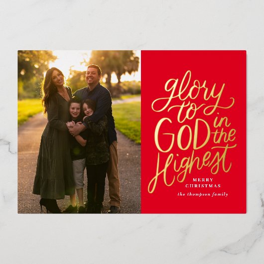 Christelijke foto Kerst Kaarten Glorie aan God Fol (Voorkant)