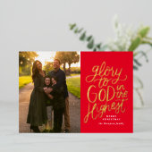Christelijke foto Kerst Kaarten Glorie aan God Fol (Staand Voorkant)