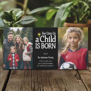 Christelijke foto - Kerstmis - een kind is geboren Feestdagenkaart