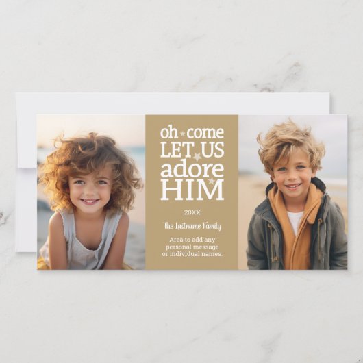 Christelijke foto - Kerstmis - Laat ons hem bewond Feestdagenkaart (Voorkant)