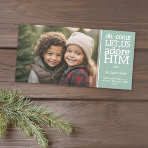 Christelijke foto - Kerstmis O kom laat ons aanbid Feestdagenkaart
