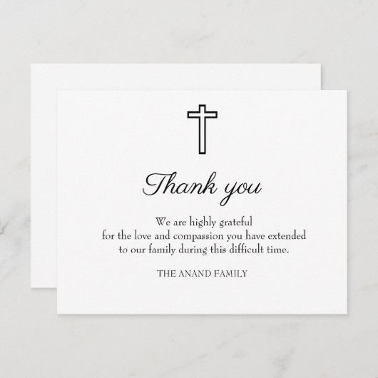 Christelijke Funeral Bereavement Bedankkaart (Voorkant / Achterkant)