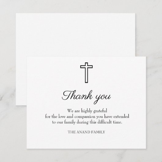 Christelijke Funeral Bereavement Hartelijk dank Bedankkaart (Voorkant / Achterkant)