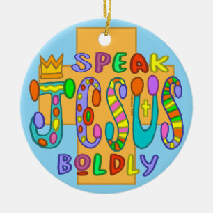 Christelijke funky Jezus blauwe kerstbal Keramisch Ornament