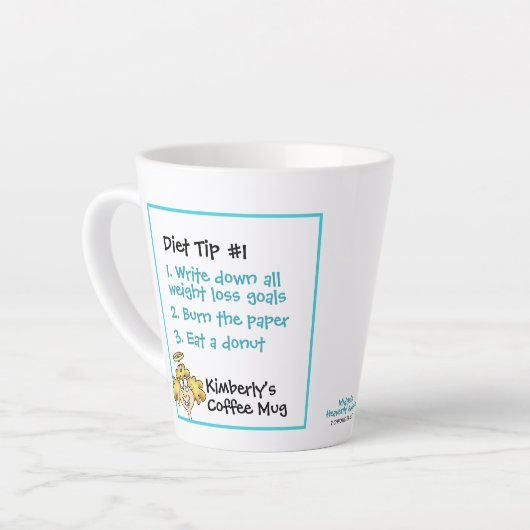 Christelijke Funny Cartoon Angel Diet Tip #1 Doels Latte Mok (Linkerhoek)